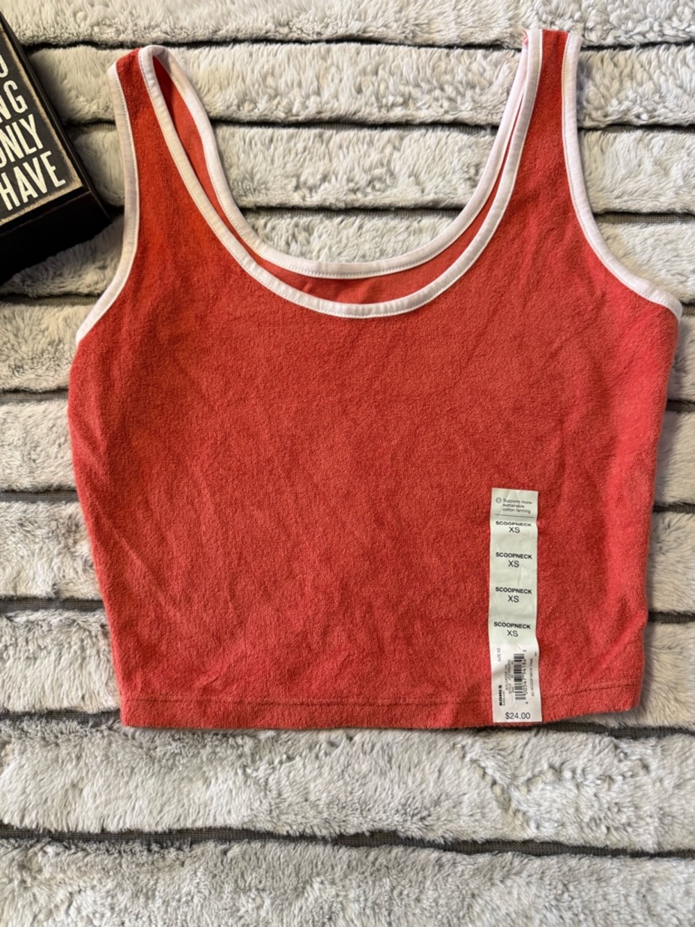 SO Coral Crop Tank with White Trim